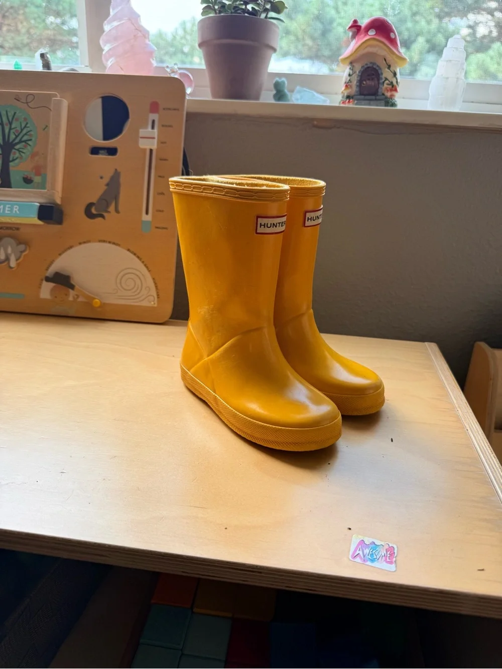 Hunter Kids Yellow Rubber Rain Boots